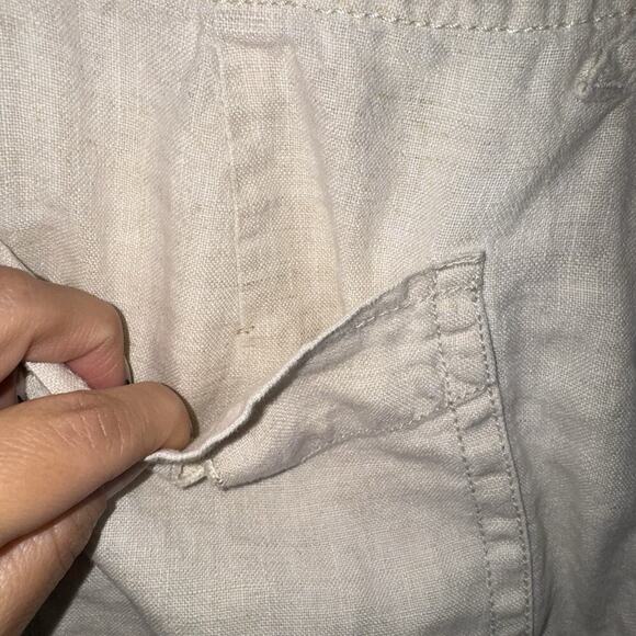 Lizwear By Liz Claiborne 100% Linen Cropped Pants Sz 12 Beige Cream Pockets - Picture 7 of 7